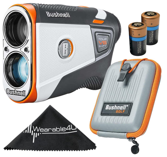 Wearable4U - Bushnell Tour V6 Shift Laser Golf Rangefinder with Carrying Case and Lens Cloth and 2X Batteries Bundle
